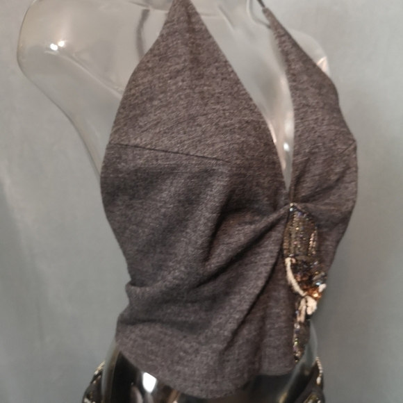 Vintage Eagle Embroidered Knit Halter Top - Picture 3 of 11